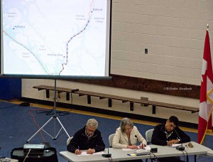 Members of the Joint Review panel make notes at Kitamaat Village (Robin Rowland)