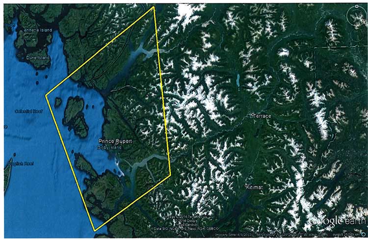 Area of the proposed Prince Rupert air shed study. (Environment BC)
